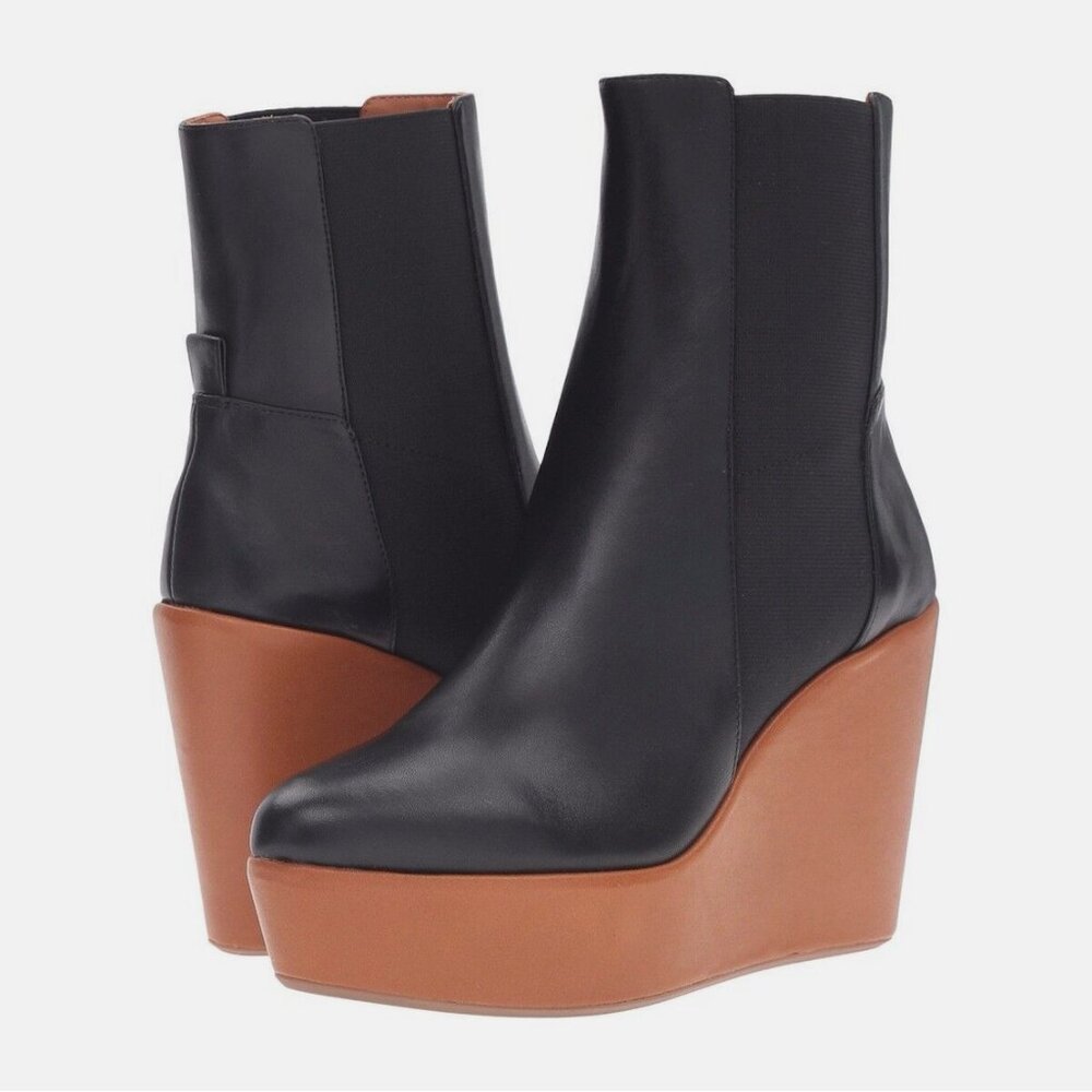10 Crosby Derek Lam Sandy Too Wedge Leather Ankle Bootie